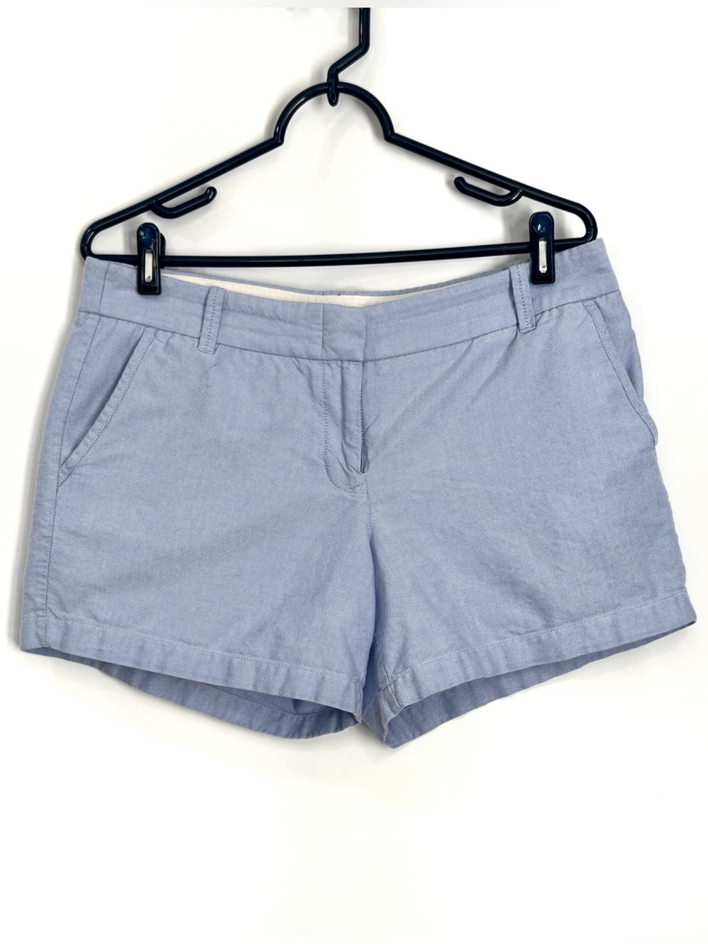 J. Crew Chino Shorts Womens Size 10 Light Blue Solid Flat Front Cotton
